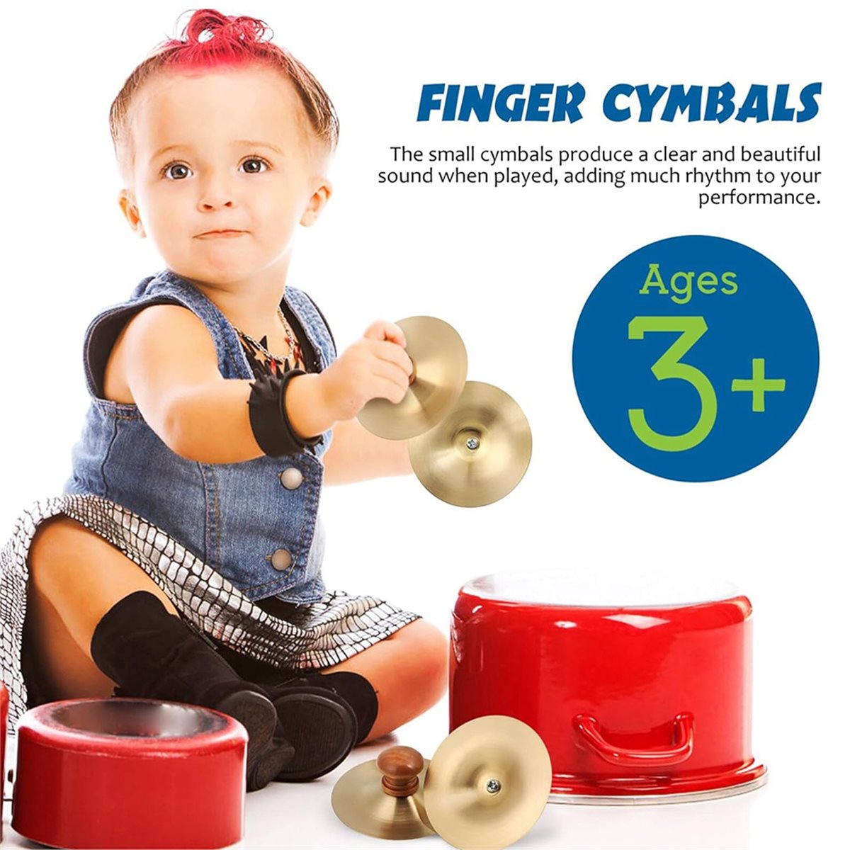 Musical Instrument Drum - 1 Pair Finger Cymbals 7cm/2.75inch Brass