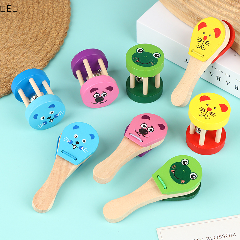 Musical Instrument Clapper - 〔E〕Kids Cartoon Wooden Castanets Five Stud