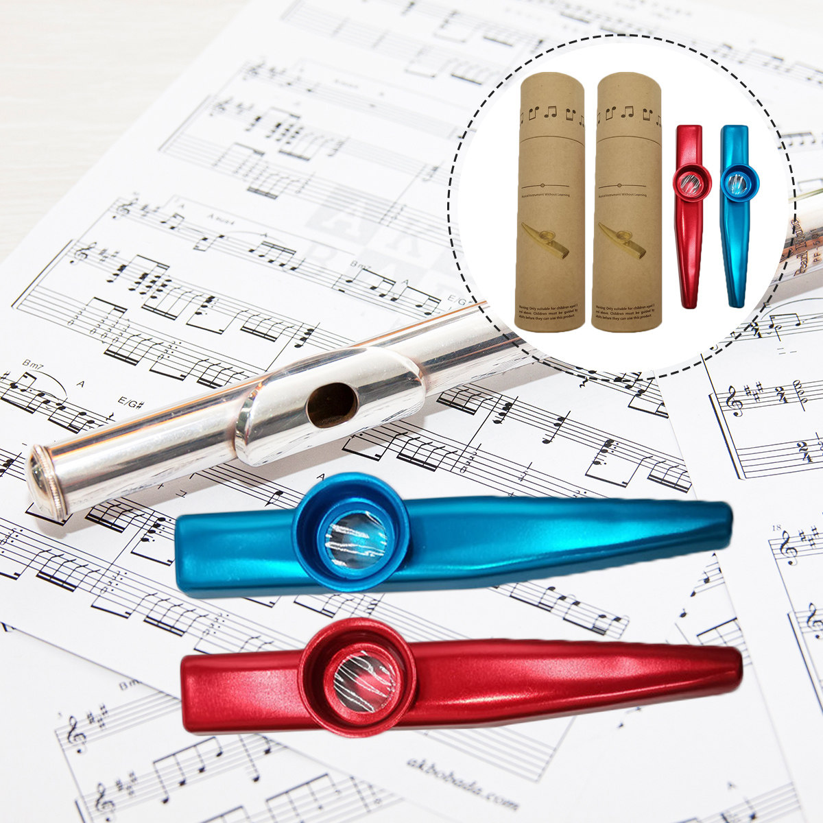 Musical Instrument Kit - 2Sets Metal Kazoo Kit Lightweight Portable