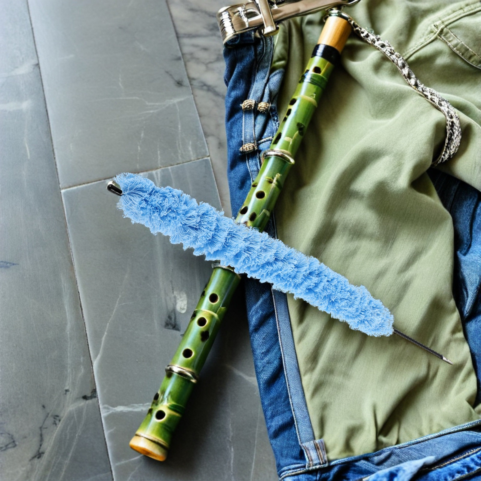 Musical Instrument Kit - Blue Flute Cleaning Brush Reusable Washable