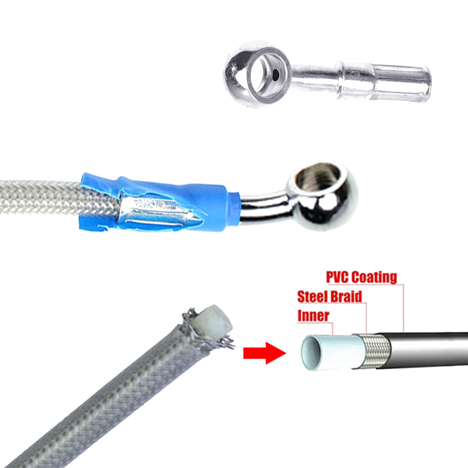 Blue 400mm-2200mm Brake Hose H - Musical Instrument Banjo ulasan dan harga