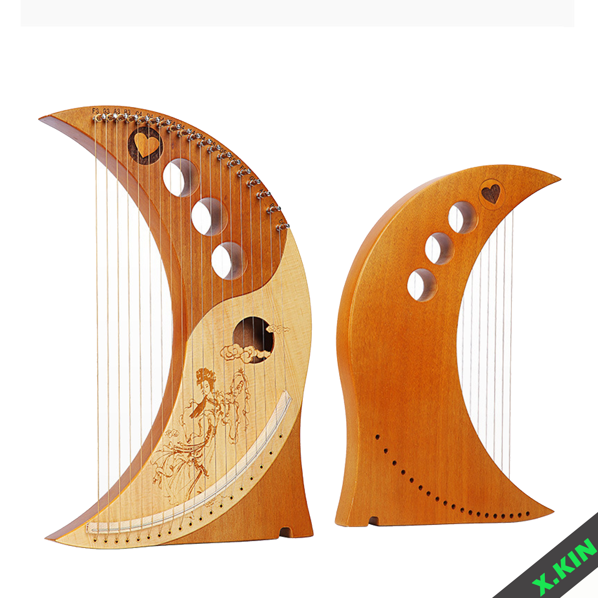 Moon Lyre Harp 19 Strings Beau - Musical Instrument Easy To Learn For Adults ulasan dan harga