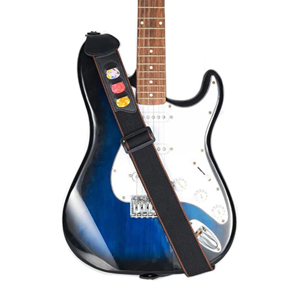 7Pcs/Set Guitar Strap Black PU - Musical Instrument Kit ulasan dan harga