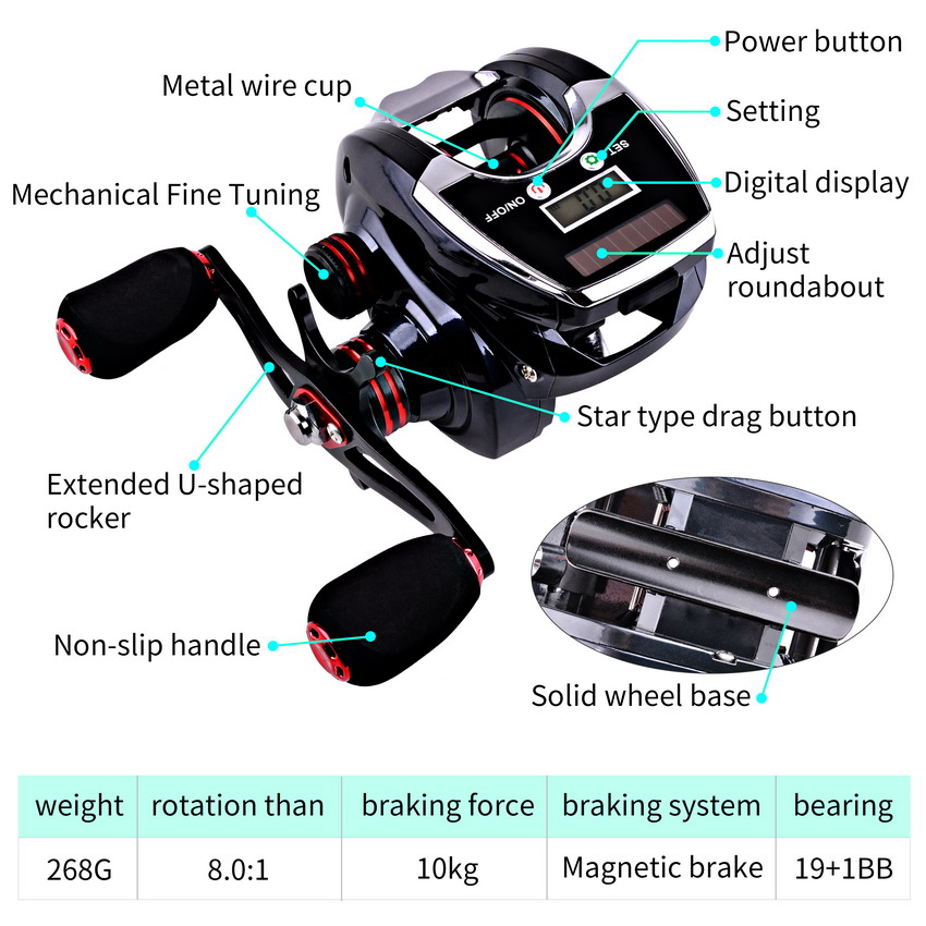 8.0:1 19+1BB Fishing Reel Left - Ocean Drum Wave ulasan dan harga