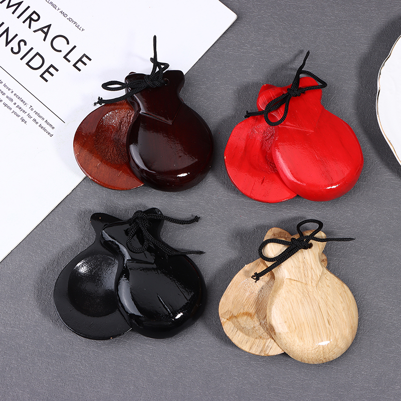 2Pcs Wooden Spanish Castanets  - Musical Instrument Clapper ulasan dan harga