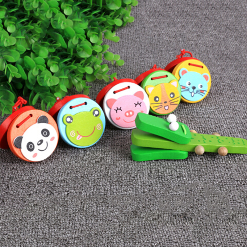Kids Cartoon Wooden Castanets  - Musical Instrument Clapper ulasan dan harga