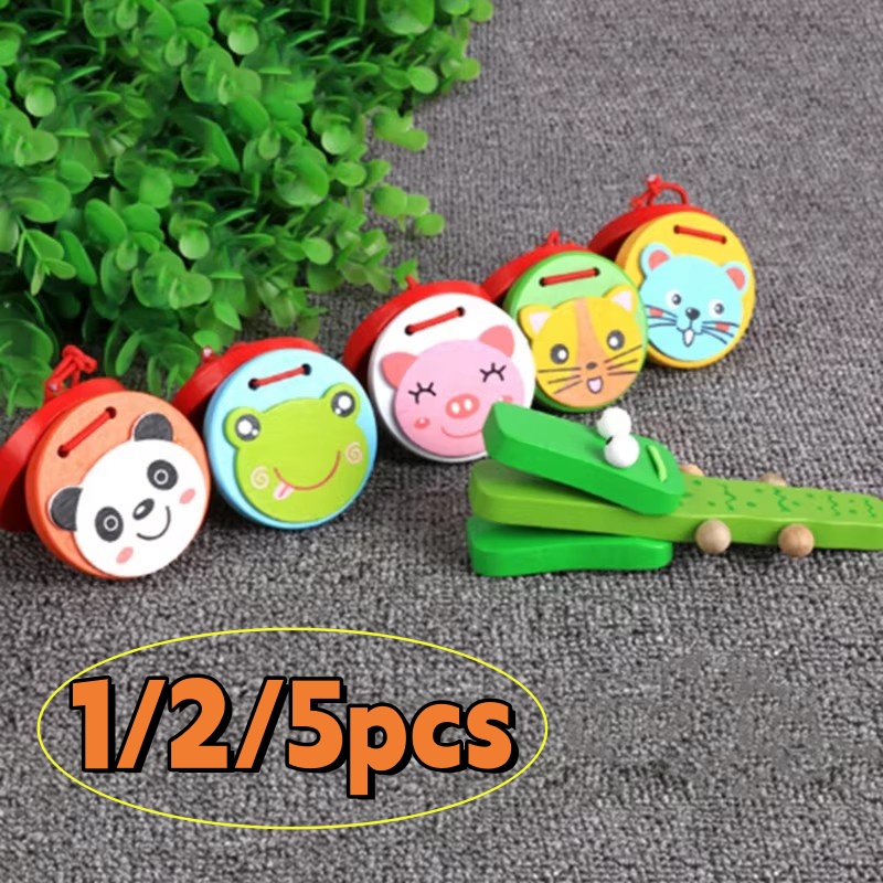 Kids Cartoon Wooden Castanets  - Musical Instrument Clapper ulasan dan harga